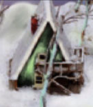 The image of the house is based on an architect's maquette of the A-Frame house in Maine where Jane and Nini lived for a while